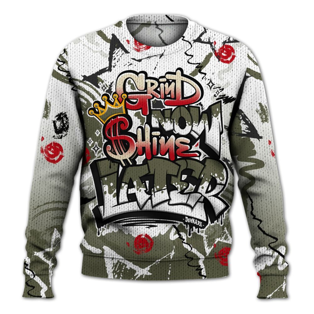 Knitted Sweater To Match Low OG Medium Olive 1s - Grind Shine Later Drip