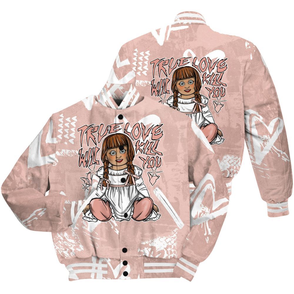 Varsity Jacket To Match Low Legend Pink 11s Shirt - Genuine Loves Bear Heart Grunge All Over Print