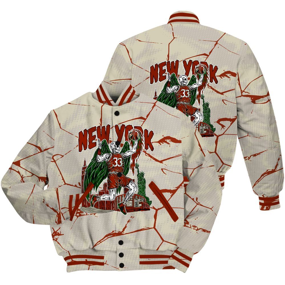 Varsity Jacket To Match El Grito 5s Shirt - Ewing Era Skeleton Crack All Over Print