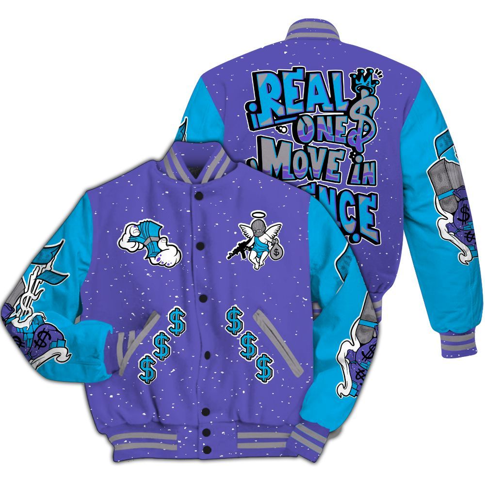 Varsity Jacket To Match Retro Aqua 8s - Ones Move In Silence All Over Print