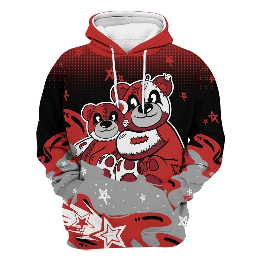 Hoodie To Match Bred Reimagined 4s - Sincere Fondness Bear Stars All Over Print