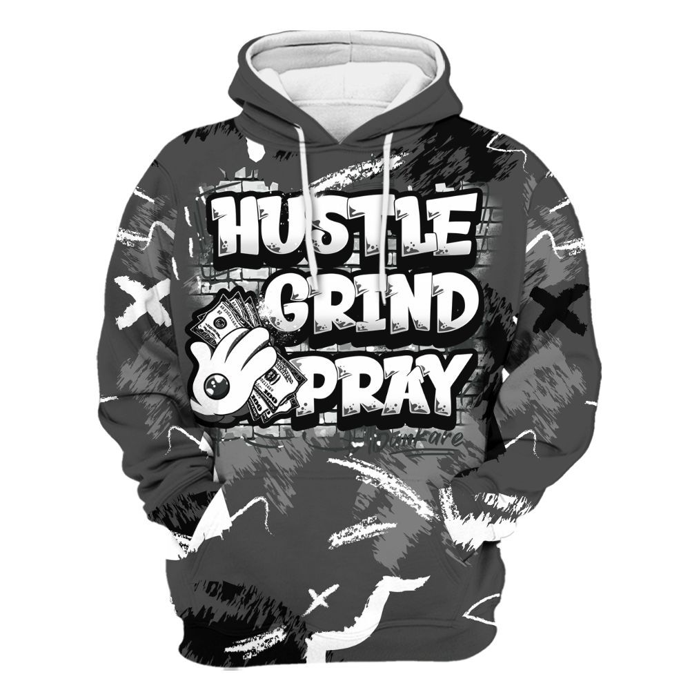 Hoodie To Match Fear 4s - Hustle Grind Pray Graphic Street Style All Over Print