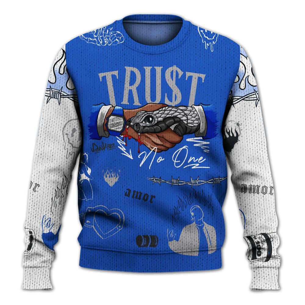 Knitted Sweater To Match Retro Stealth 5s - Snake Trust No One