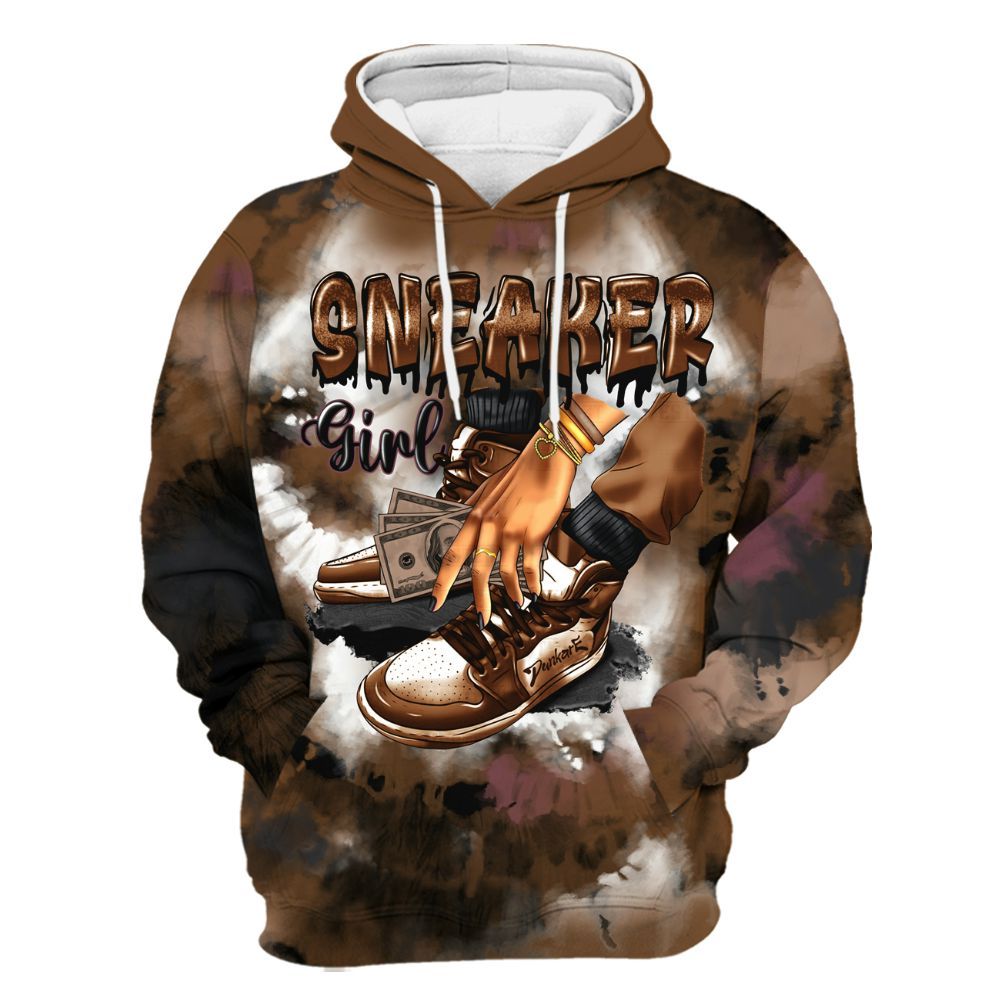 Hoodie To Match Archaeo Brown 3s - SNEAKER Girl Money Drip Tie Dye All Over Print