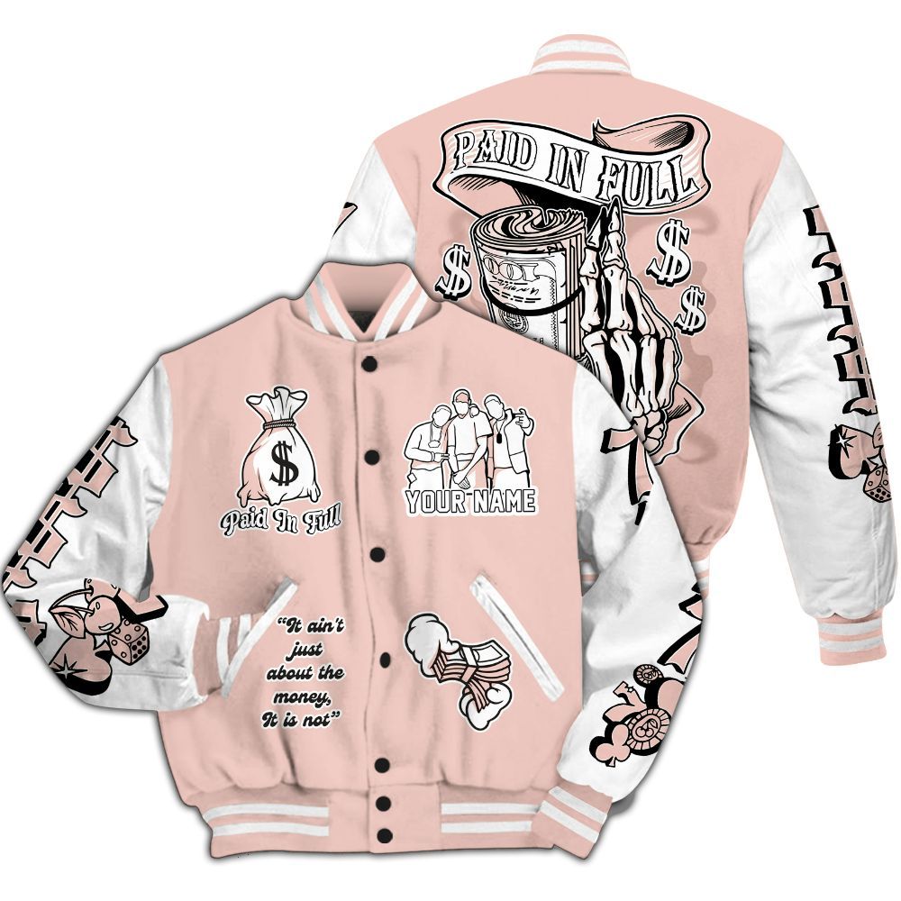 Varsity Jacket To Match Low Legend Pink 11s - Paid In Full Baseball Varsity Jacket Custom Name All Over Print