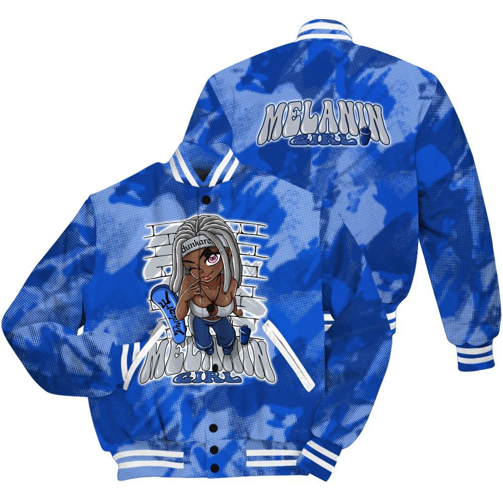 Varsity Jacket To Match Air Foamposite One Royal Shirt - MelaninGirl Abstract Halftone All Over Print