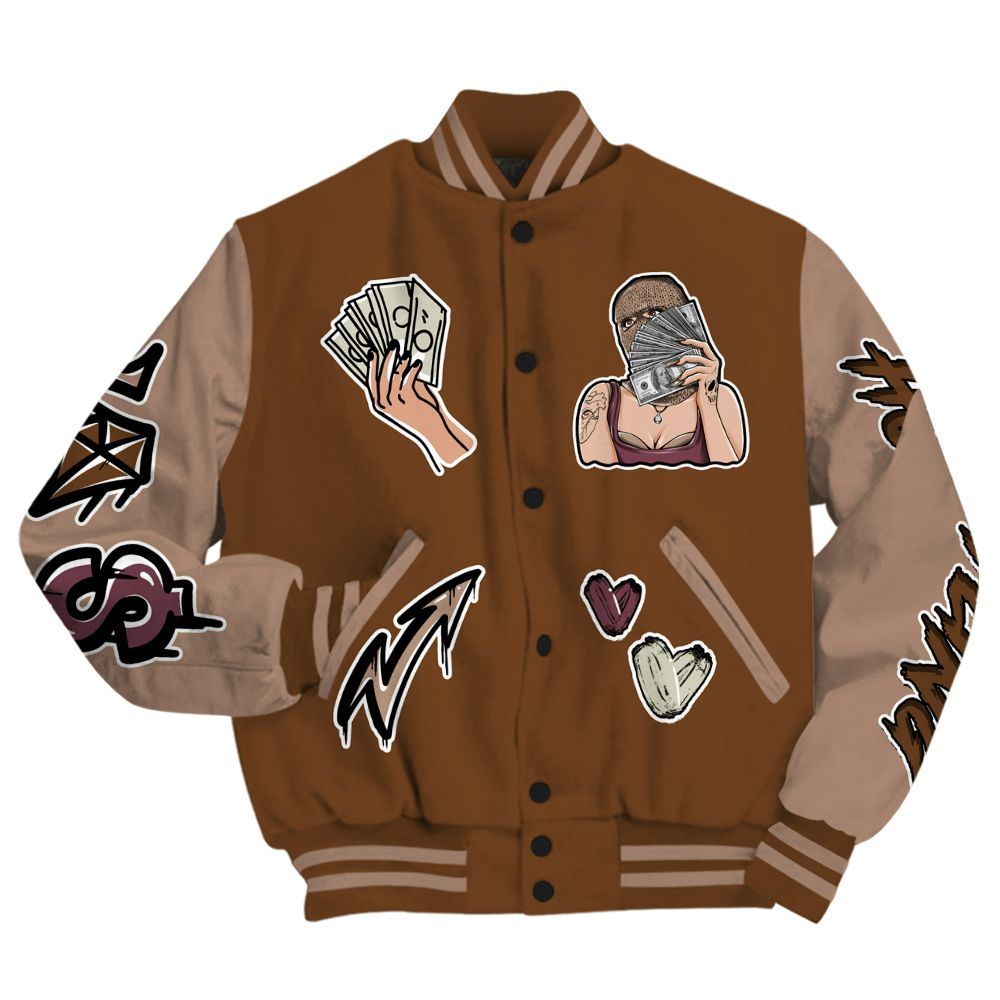 Varsity Jacket To Match Archaeo Brown 3s - Hustling Unique All Over Print