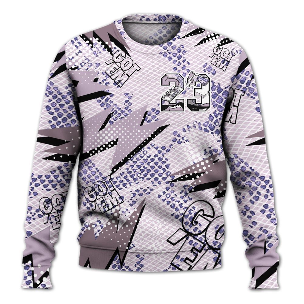 Sweatshirt To Match Air Force 1 Low Purple Snake - Custom Name Number 23 5s All Over Print