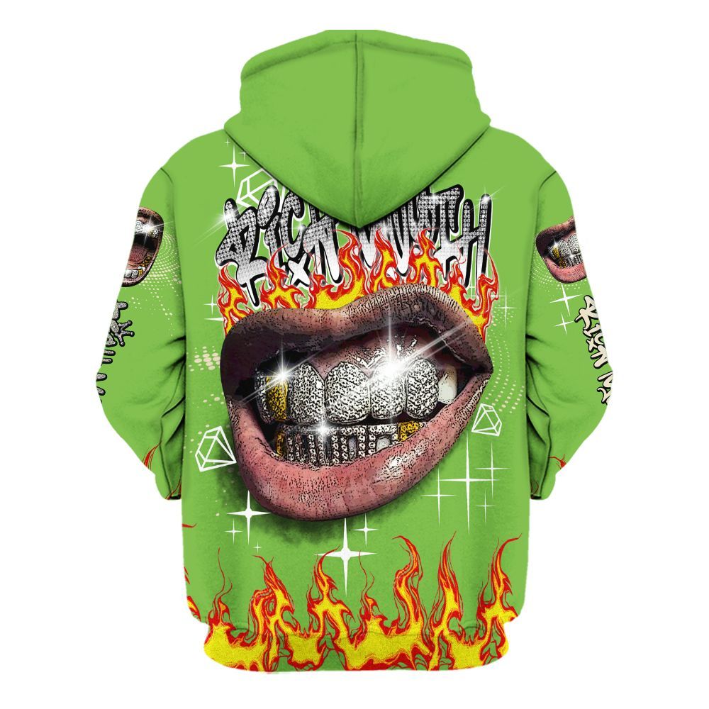Hoodie To Match Air Max Waffle SP Action Green - Rich Mouth Fire Rap Retro 90s All Over Print