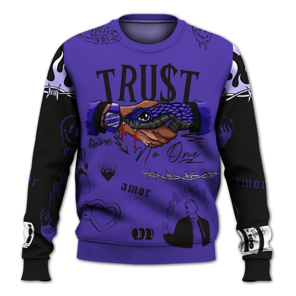 Sweatshirt To Match Field Purple 12s - Snake Trust No One All Over Print