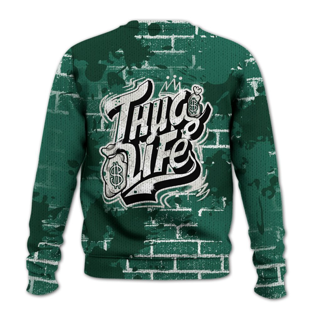 Knitted Sweater To Match Oxidized Green 4s - Free Thug Living Graphic Brick Art