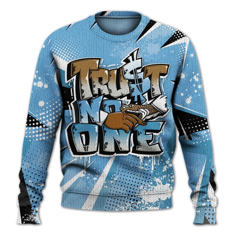 Knitted Sweater To Match SB Dunk Low University Blue - Poly Trust No One Dripping