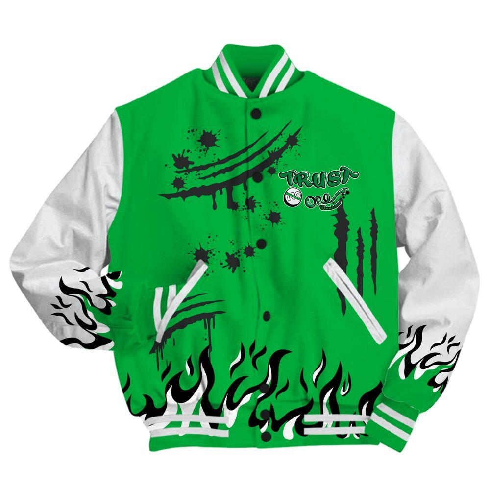 Varsity Jacket To Match Lucky Green 5s - Graphic Trust No One All Over Print