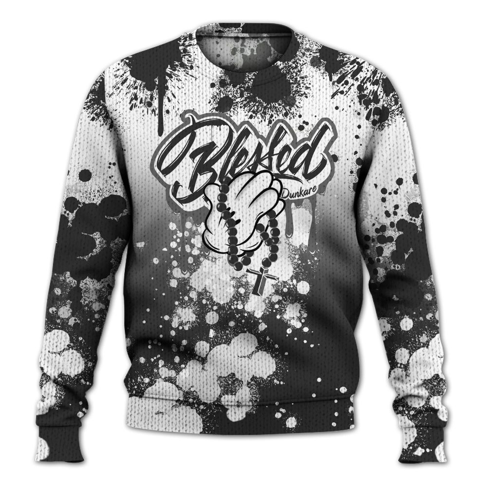 Knitted Sweater To Match White Thunder 4s - God Blessed Ink Drip