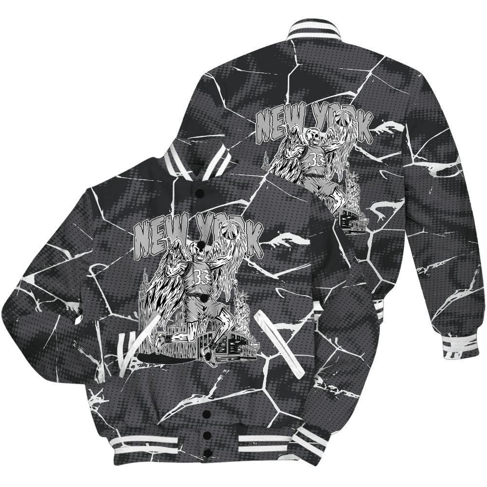 Varsity Jacket To Match White Thunder 4s Shirt - Ewing Era Skeleton Crack All Over Print