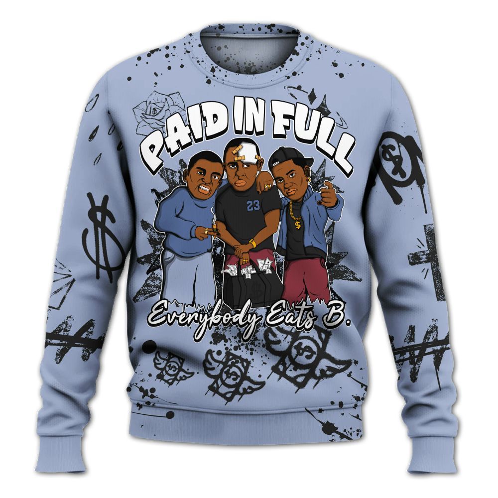 Sweatshirt To Match Black Metallic 5s - Everybody Paid In Full Crayon All Over Print