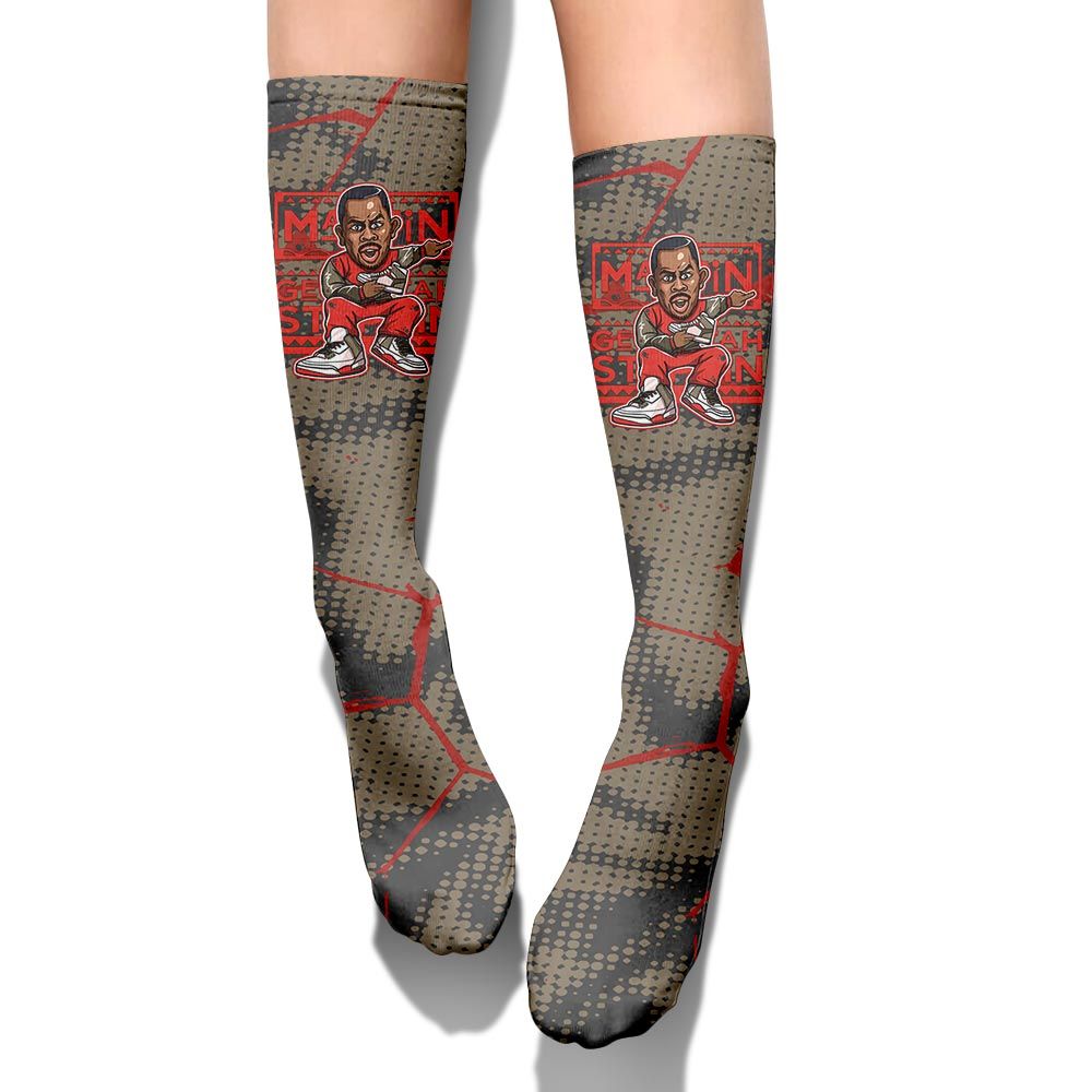 Sock To Match Olive 9s - Get Tag Sneakers Steppin' Graphic