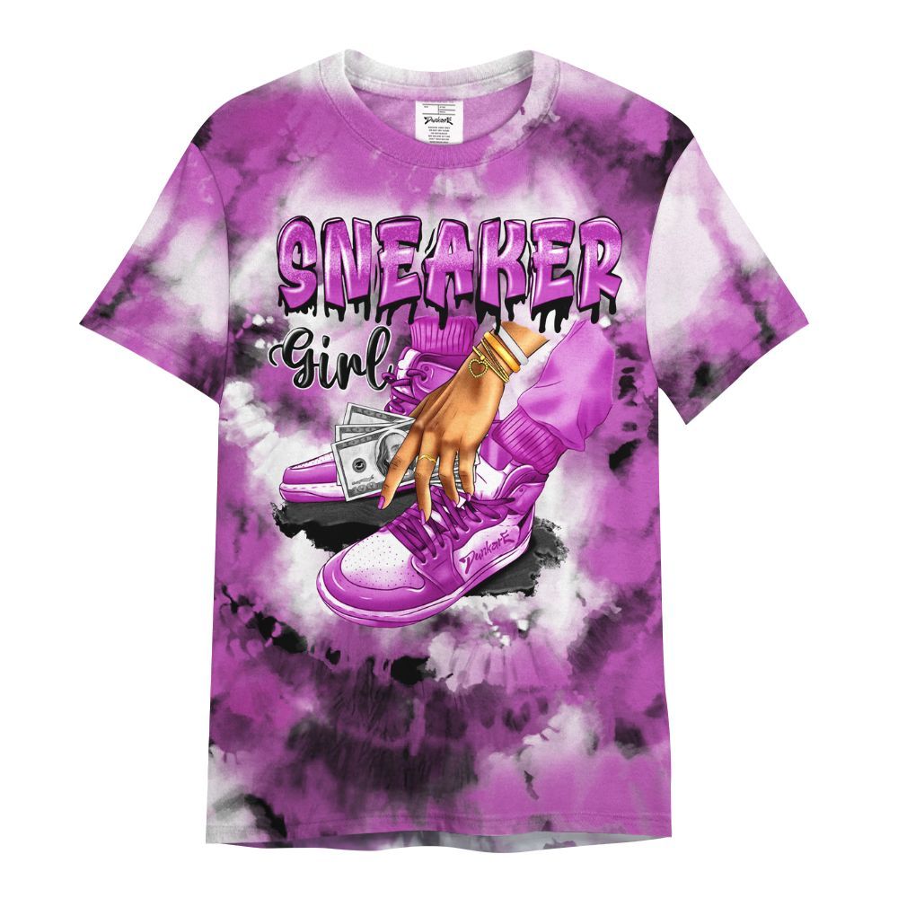 Shirt To Match Hyper Violet 4s - SNEAKER Girl Money Drip Tie Dye All Over Print