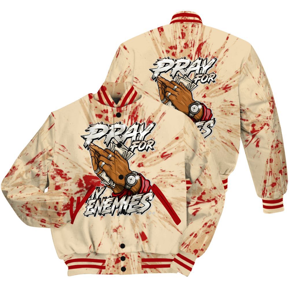Varsity Jacket To Match Dunk Low Strawberry Waffle Shirt - Prayed For Enemies Graphic Luxury All Over Print