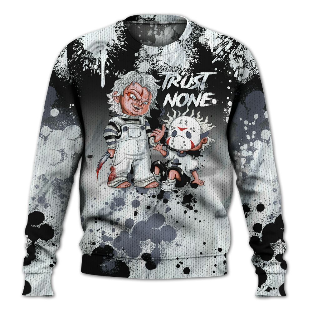 Knitted Sweater To Match Air Foamposite Jin Kazama - Trust No One Scary