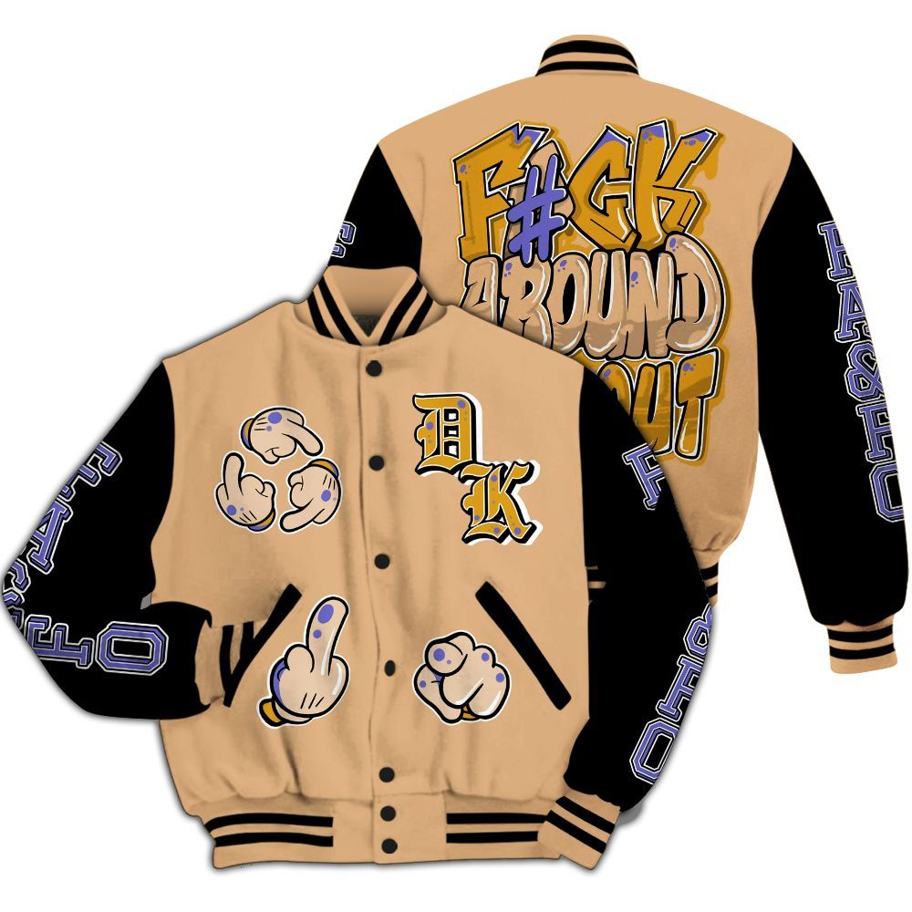 Varsity Jacket To Match SE Afrobeats 7s - F Around Find Out Graphic All Over Print