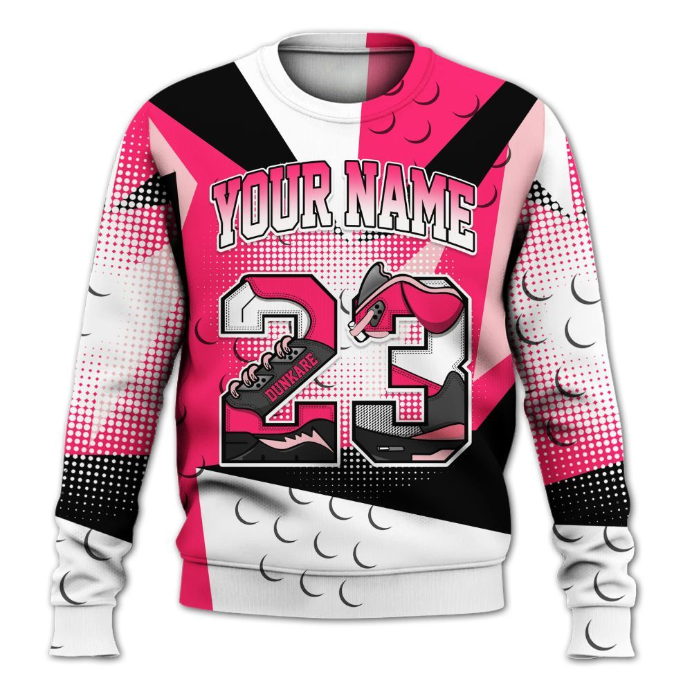 Sweatshirt To Match A'One Hyper Pink Shirt, Poly Custom Name Number 23 5s All Over Print