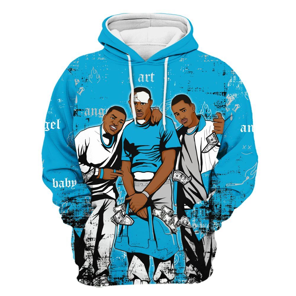 Hoodie To Match Ja 3 Jurassic Park Metallic Silver - Paid In Full Money All Over Print