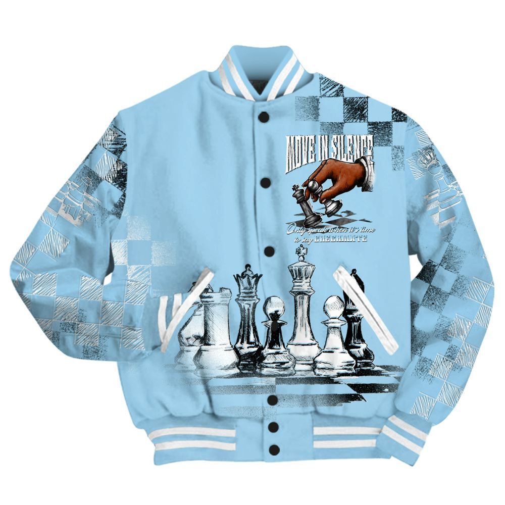 Varsity Jacket To Match Low Legend Blue 11s - Chess Move In Silence All Over Print