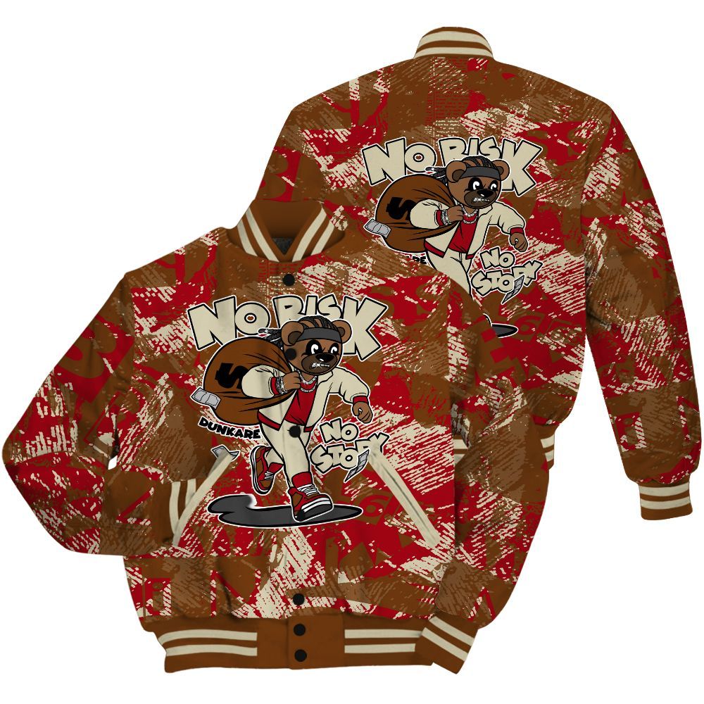 Varsity Jacket To Match Archaeo Brown 5s Shirt - Certain Bear Abstract Graffiti All Over Print