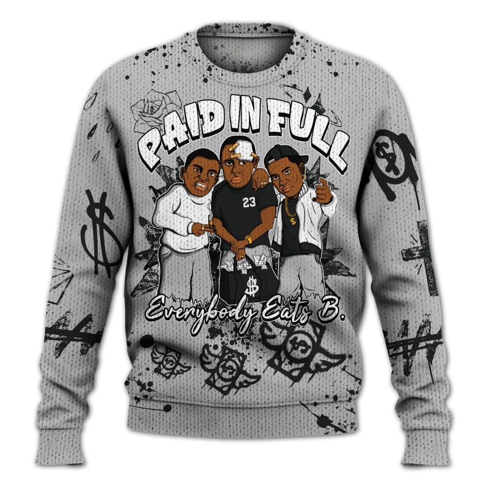 Knitted Sweater To Match Low 85 Metallic Black 1s - Everybody Paid In Full Crayon