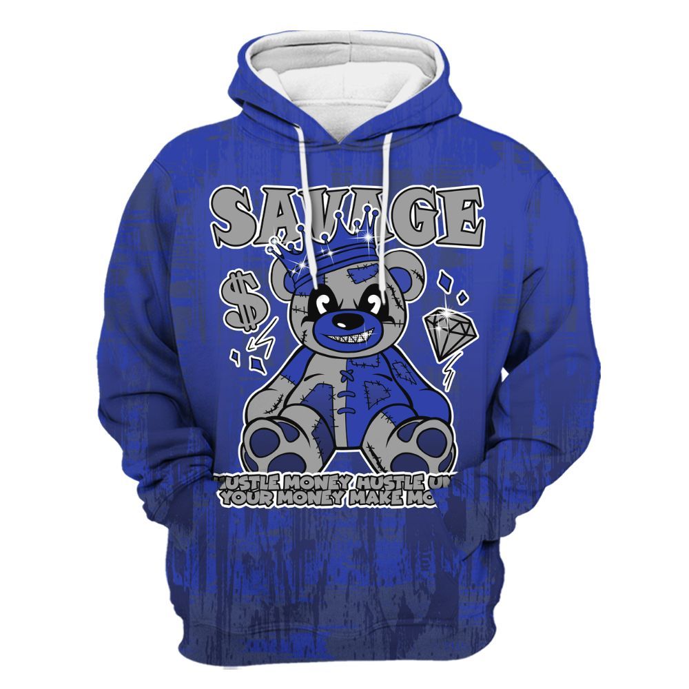 Hoodie To Match Air Max Plus Black Racer Blue - Savages Bear Glitch Art All Over Print