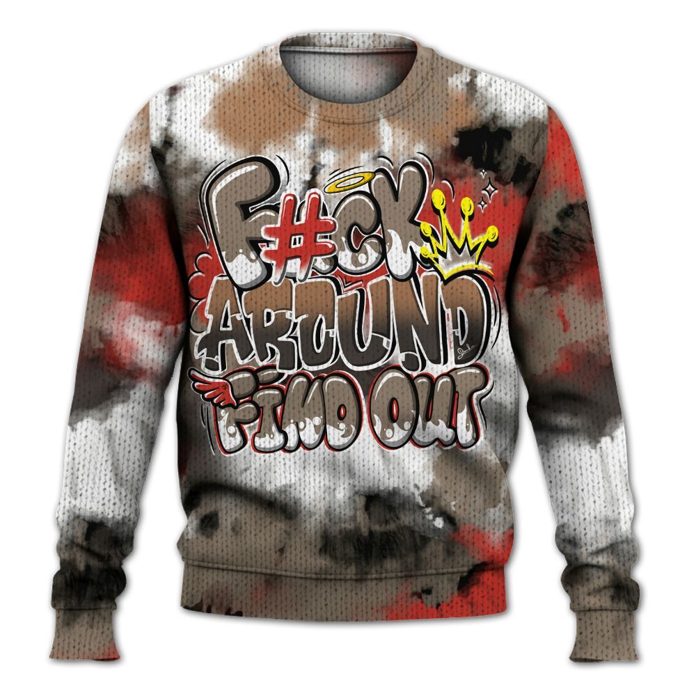 Knitted Sweater To Match Air Max Rocky Distressed - Tie Dye FK Around Find Out