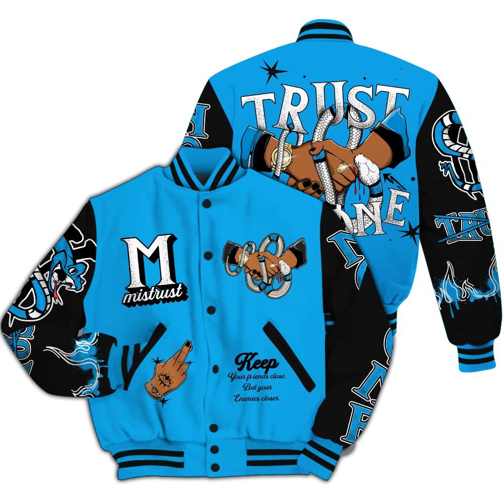 Varsity Jacket To Match Black University Blue 2022 13s - Trust No One Snake-Bite Street Style All Over Print