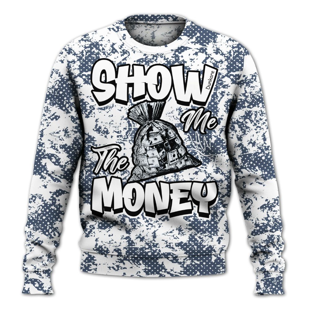Sweatshirt To Match Low Diffused Blue 11s - Show Me The Money Retro All Over Print