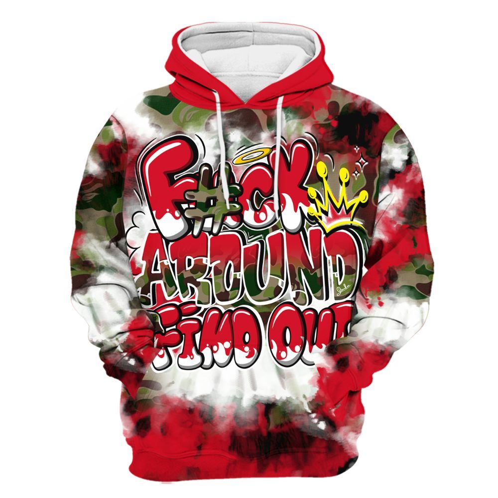Hoodie To Match Air Max 90 Duck Camo Red - Tie Dye FK Around Find Out All Over Print