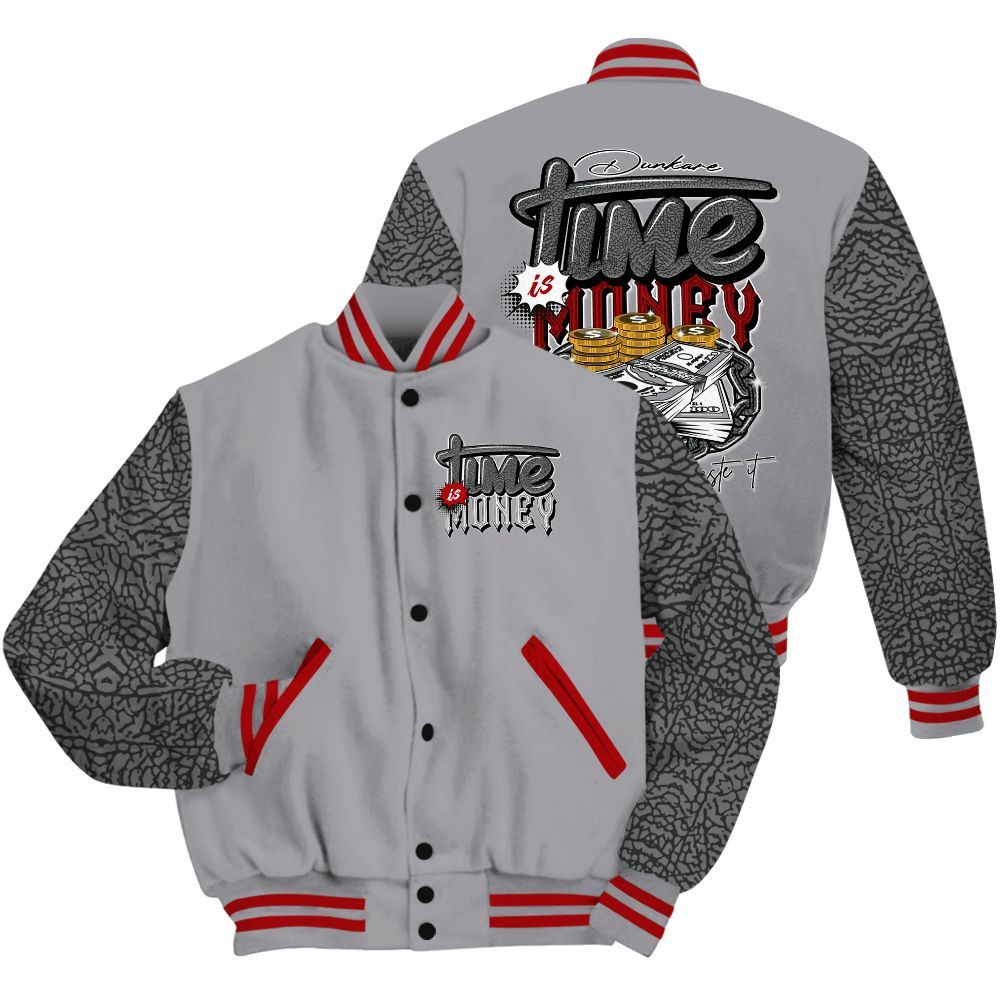 Varsity Jacket To Match Cement Grey 3s - Time Is Money All Over Print
