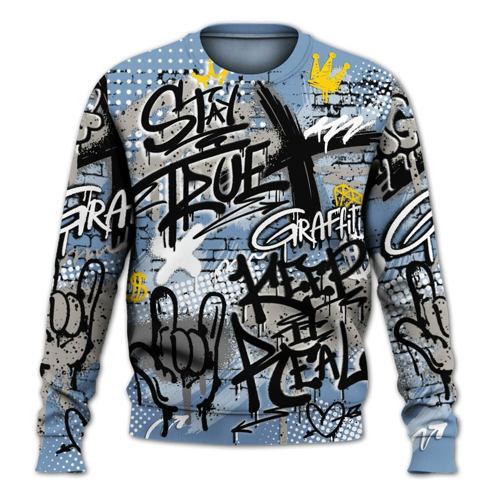 Sweatshirt To Match University Blue 4s - True It Real Graffiti Streetwear All Over Print