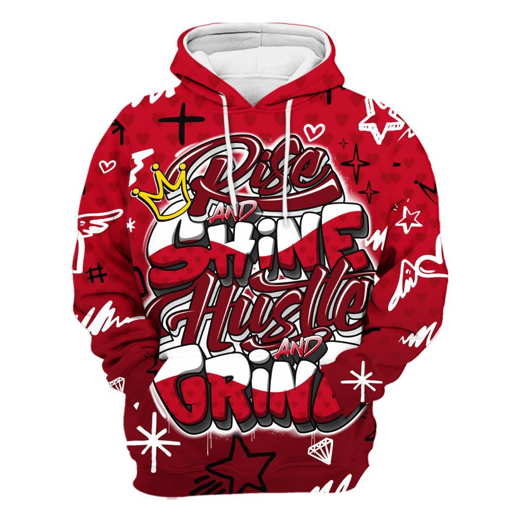 Hoodie To Match Cortez GS Valentine's Day - Rise Shine Hustle Grind All Over Print