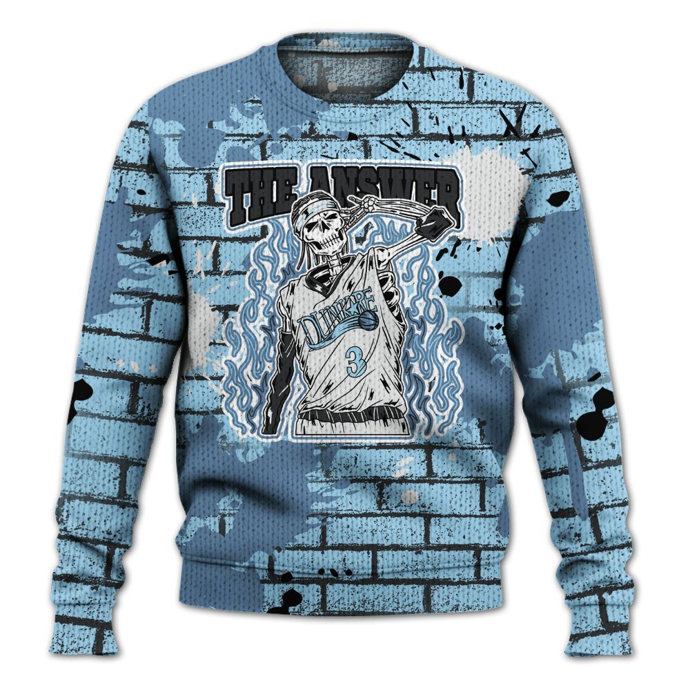 Knitted Sweater To Match Legend Blue 11s - Allen Answer Skeleton Brick