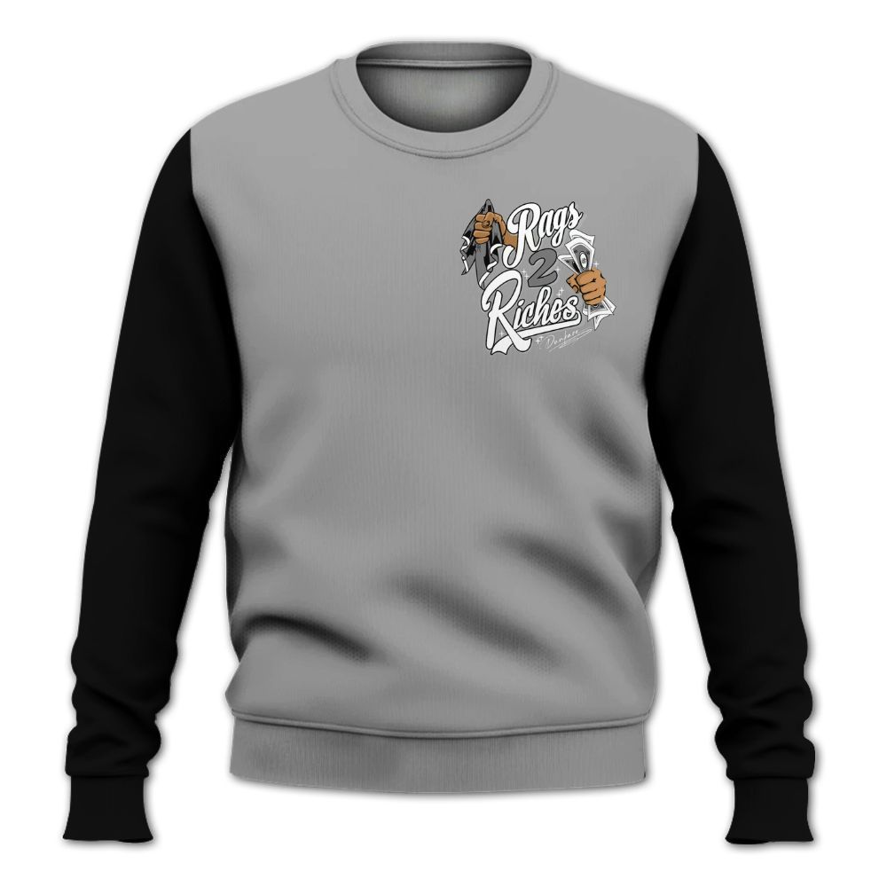 Sweatshirt To Match Black Wolf Grey 12s - Custom Name Rag 2 Riches All Over Print