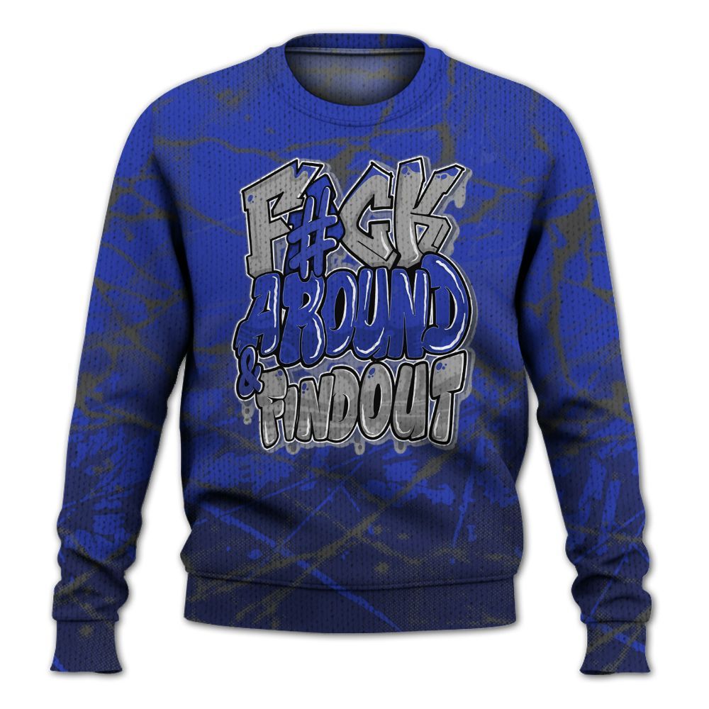 Knitted Sweater To Match Air Max Plus Black Racer Blue - F Around Find Out Graphic Profound