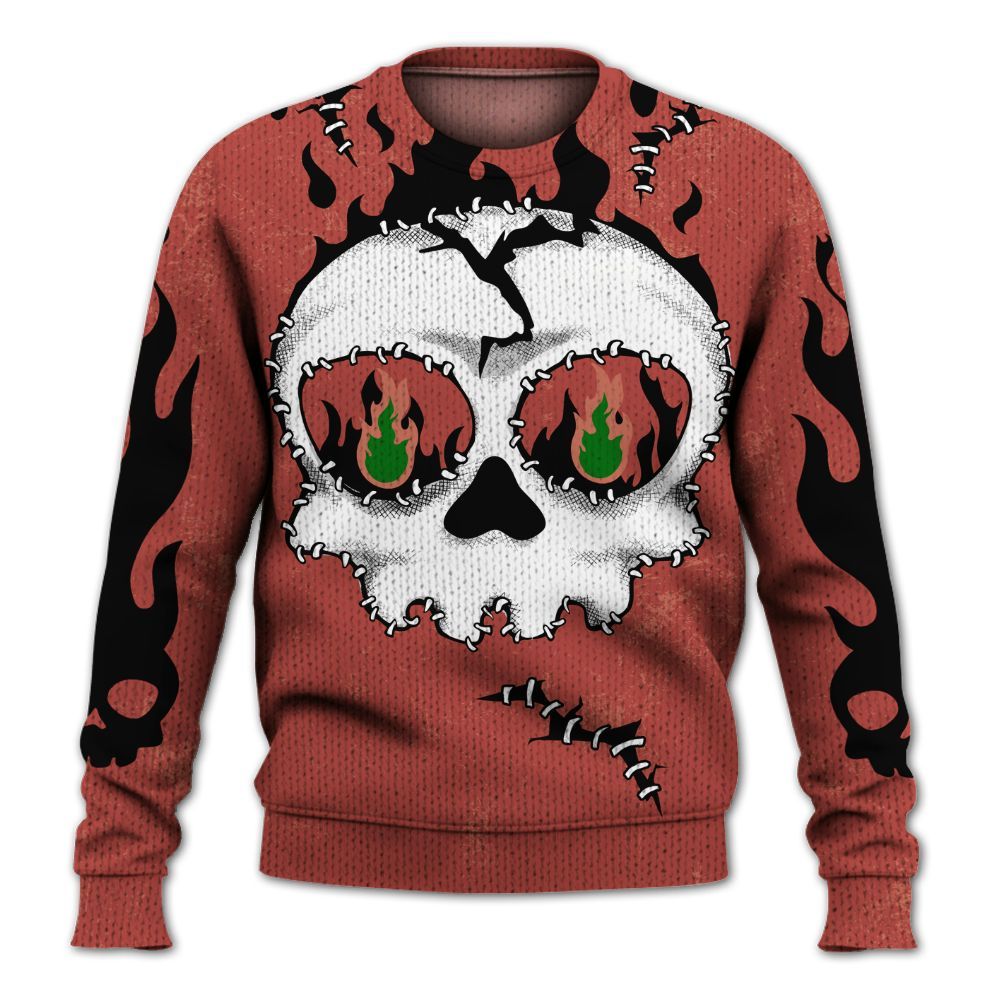 Knitted Sweater To Match Dune Red 13s - Cracked Skull Stitches