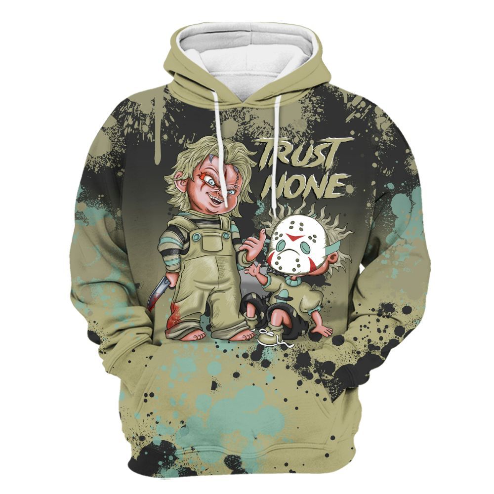 Hoodie To Match Dunk Low Suede Olive Aura - Trust No One Scary All Over Print