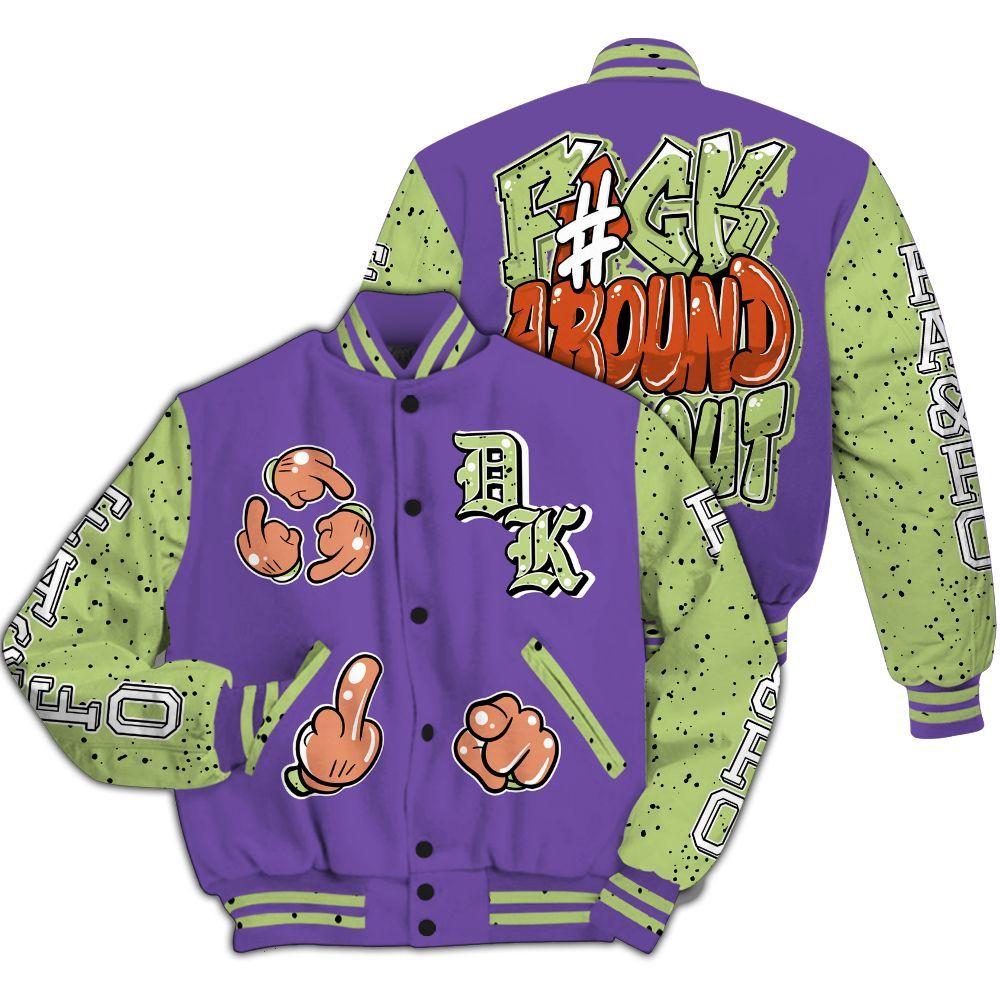 Varsity Jacket To Match Canyon Purple 4s - F Around Find Out Graphic All Over Print