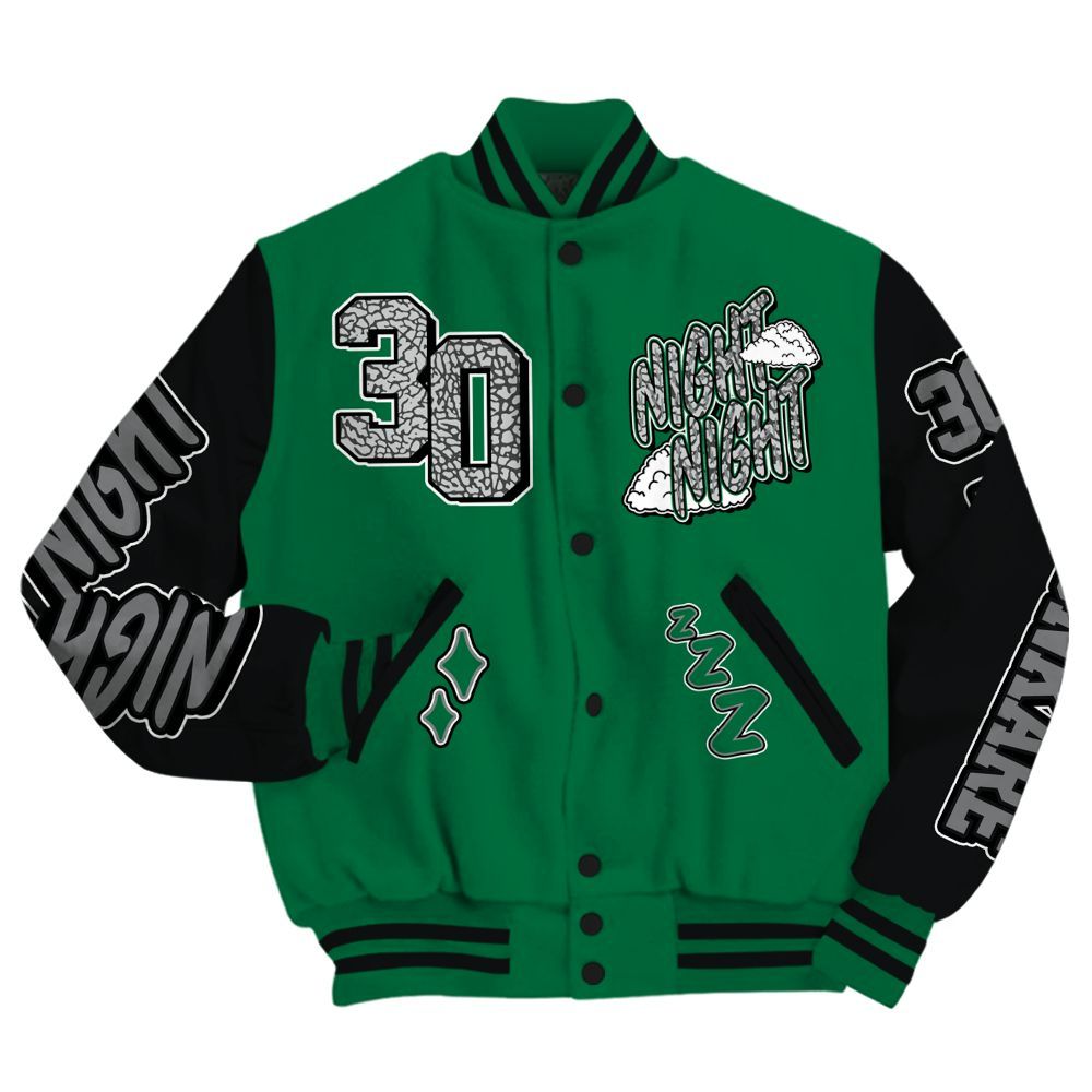 Varsity Jacket To Match Pine Green 3s - Seeya Skeleton All Over Print