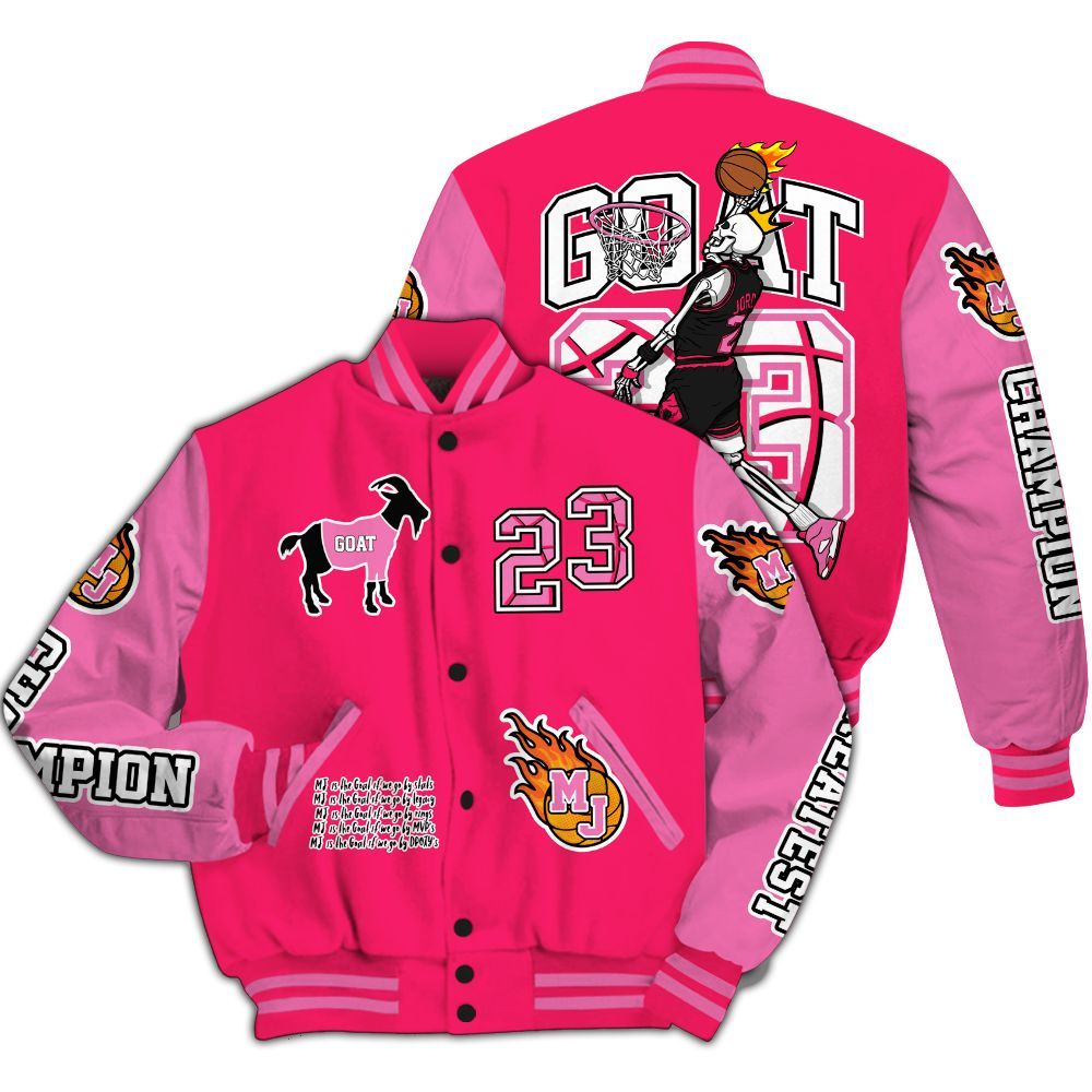 Varsity Jacket To Match Air VaporMax Plus Triple Pink - 23 G.0.A.T Jump Up Basketball All Over Print