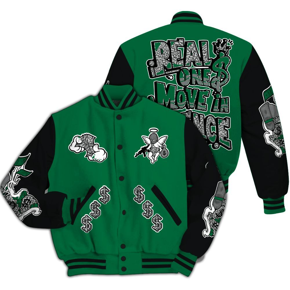 Varsity Jacket To Match Pine Green 3s - Ones Move In Silence Graphic All Over Print