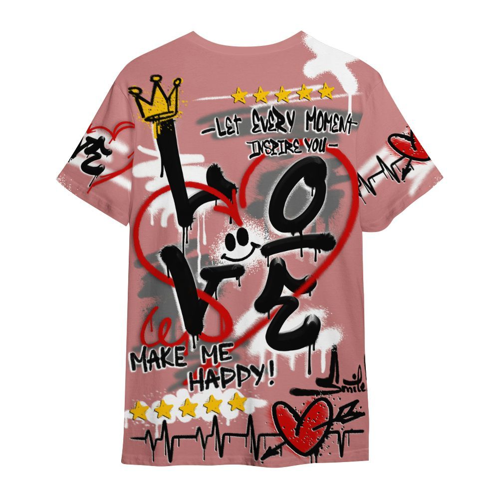 Shirt To Match Low OG Rust Pink 1s - Happy Love Beats Graffiti Streetwear All Over Print