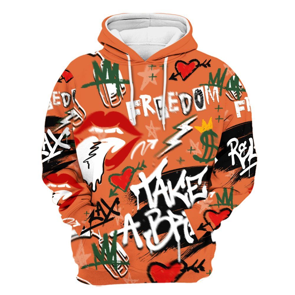 Hoodie To Match Low Miami 5s - Take Break Freedom Graffiti Streetwear All Over Print