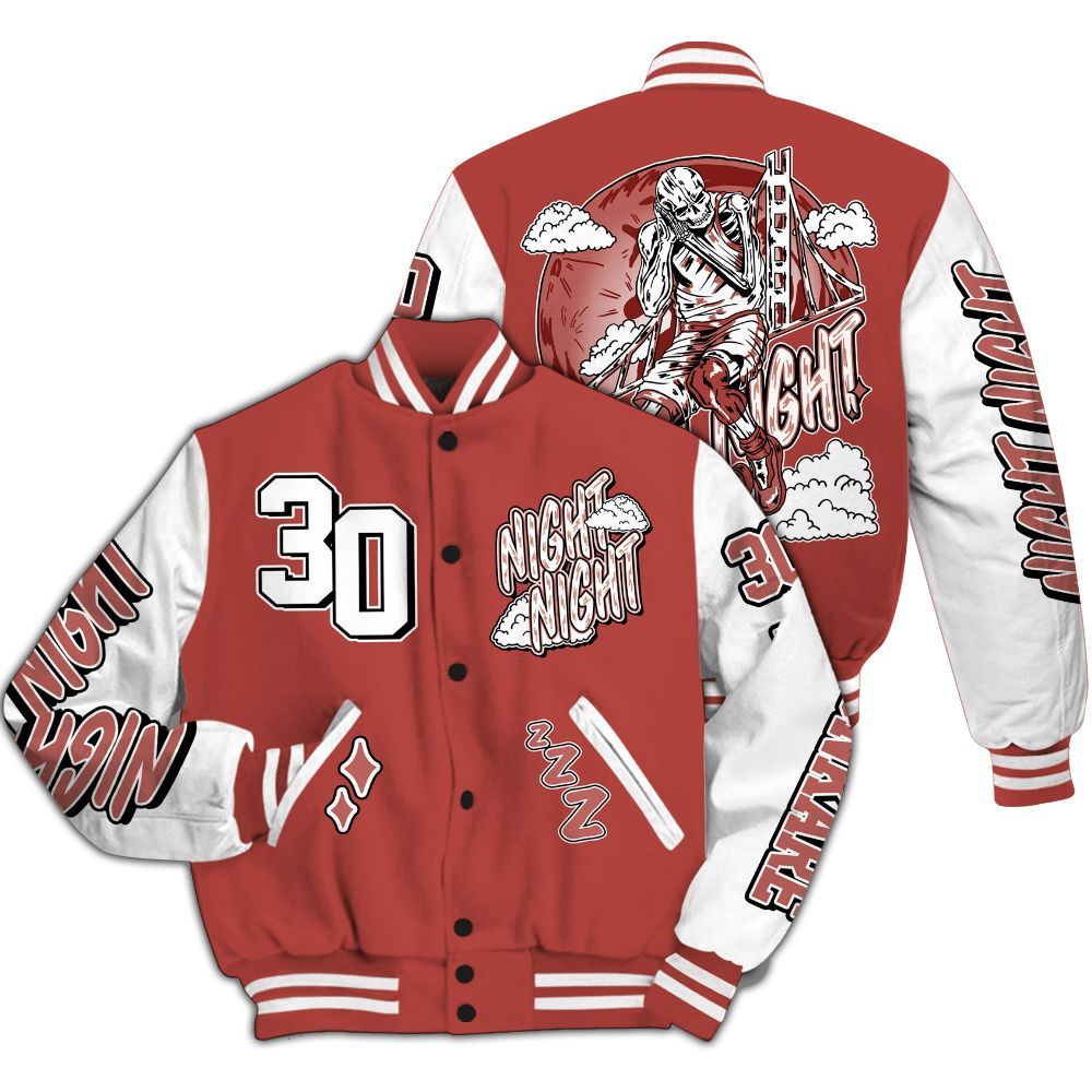 Varsity Jacket To Match Dune Red 13s - Seeya Skeleton All Over Print